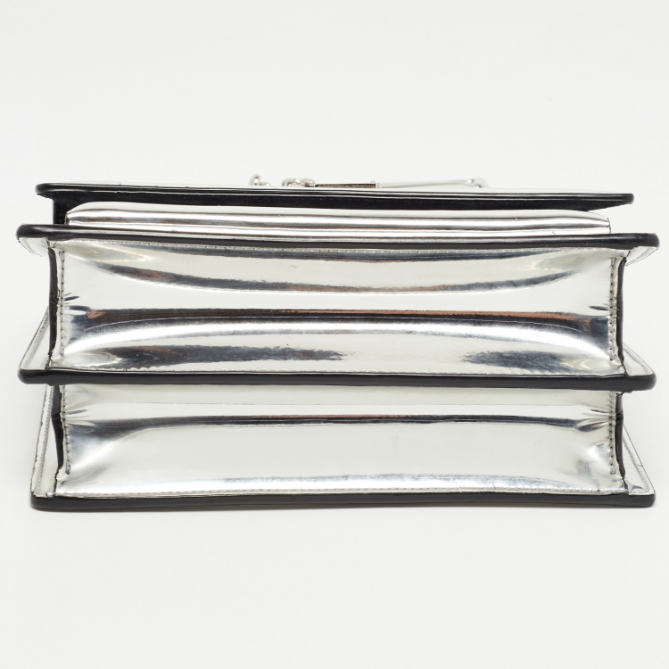 Pre Owned Saint Laurent Silver Mirrored Leather Sunset Shoulder Bag