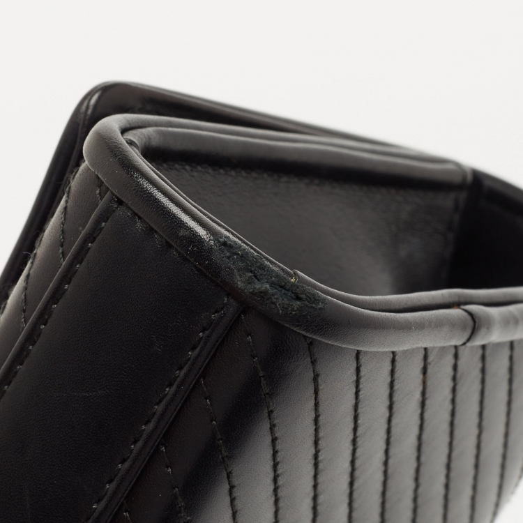 Pre Owned Saint Laurent Black Diagonal Quilt Leather Kate Monogram Clutch