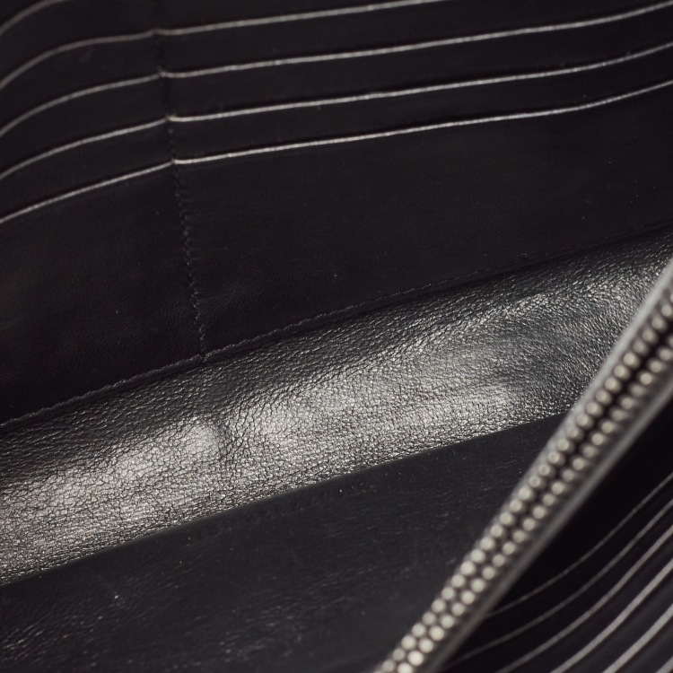 Pre Owned Saint Laurent Black Snakeskin Embossed Leather Kate Wallet On Chain