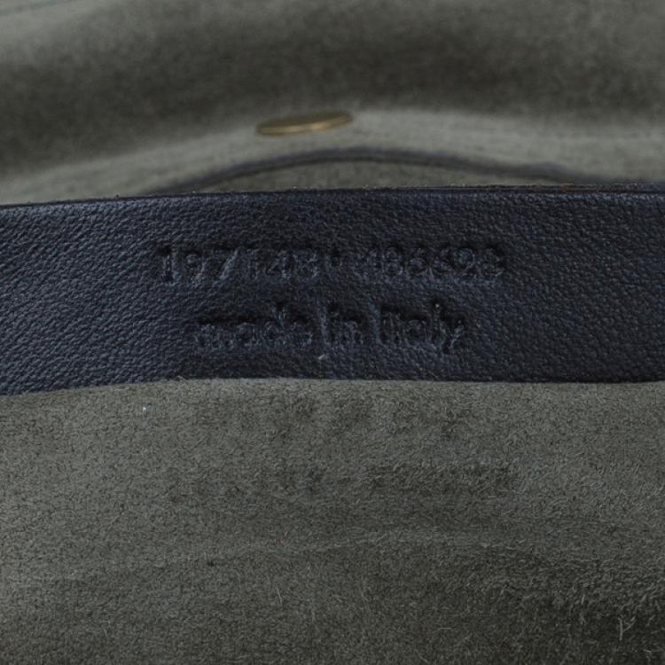 Pre Owned Saint Laurent Paris Green Croc Embossed Muse Two Satchel