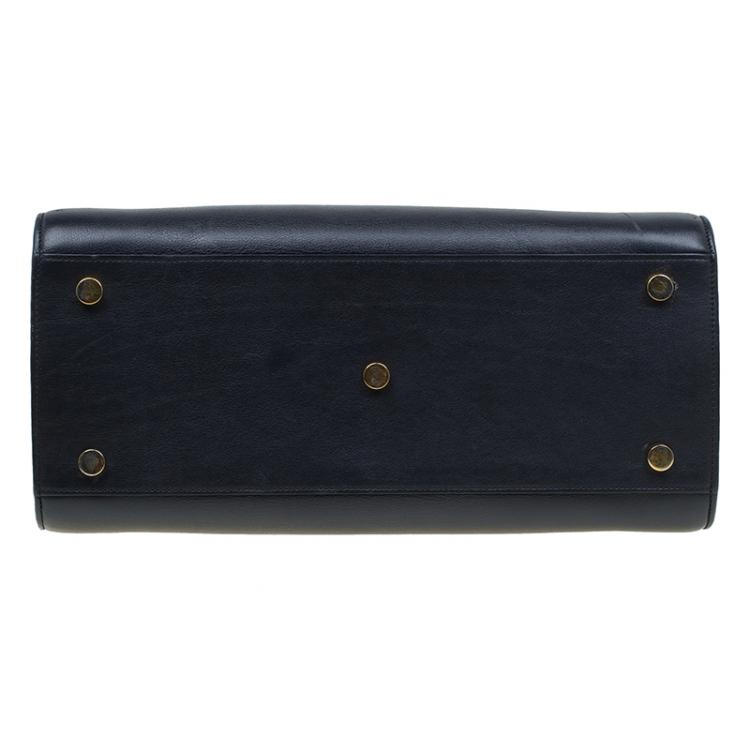 Pre Owned Saint Laurent Paris Dark Blue Leather Small Classic Sac De Jour Tote