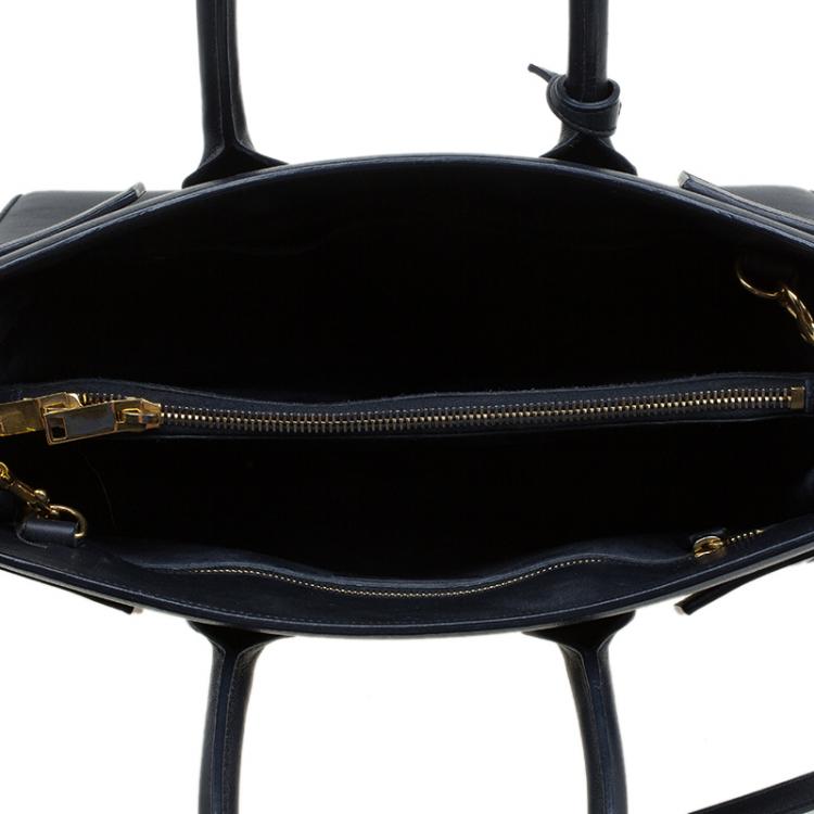 Pre Owned Saint Laurent Paris Dark Blue Leather Small Classic Sac De Jour Tote
