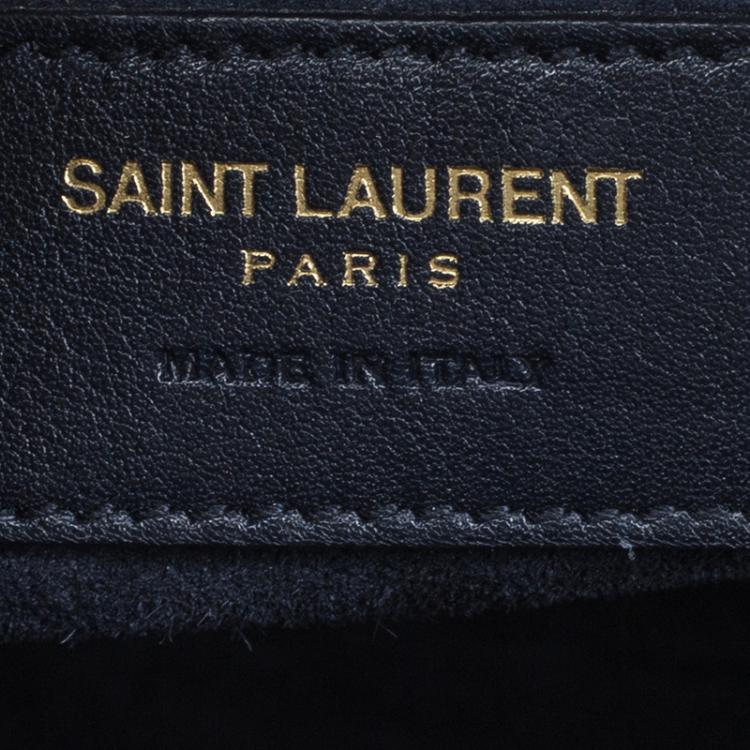 Pre Owned Saint Laurent Paris Dark Blue Leather Small Classic Sac De Jour Tote