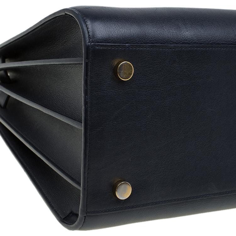 Pre Owned Saint Laurent Paris Dark Blue Leather Small Classic Sac De Jour Tote
