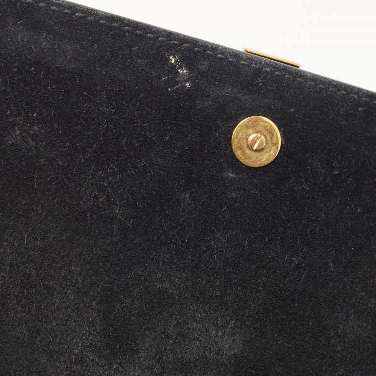 Pre Owned Saint Laurent Black Leather Y-Ligne Clutch