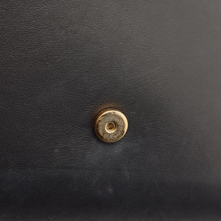 Pre Owned Saint Laurent Black Leather Y-Ligne Clutch