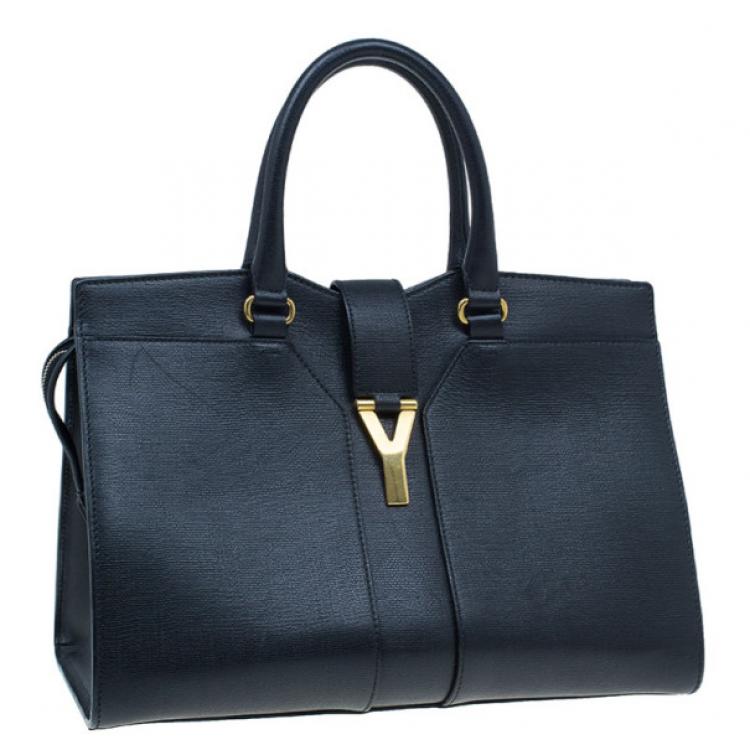 Pre Owned Saint Laurent Black Leather Medium Cabas Chyc Tote