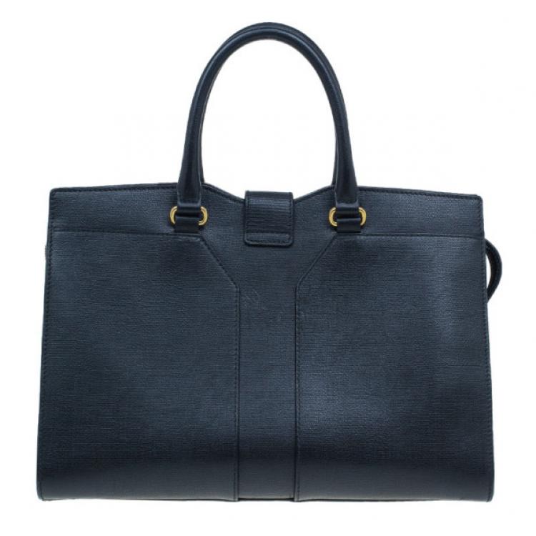 Pre Owned Saint Laurent Black Leather Medium Cabas Chyc Tote