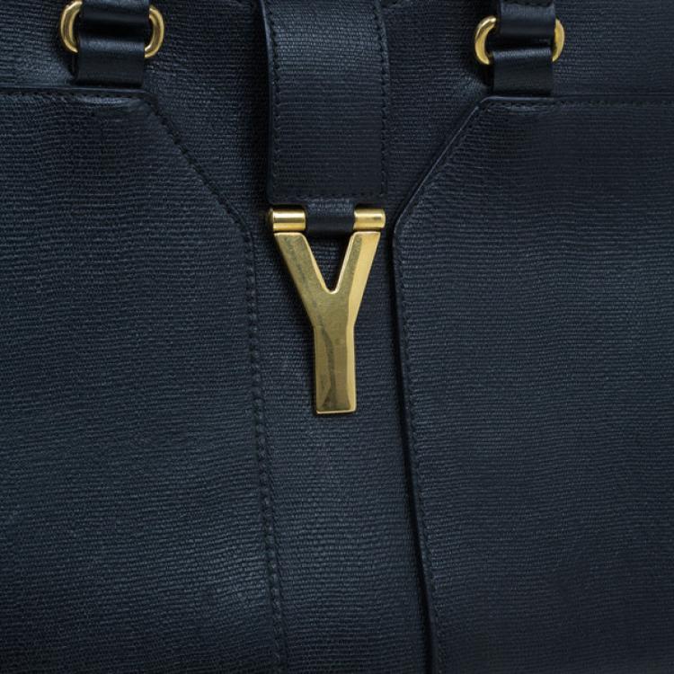 Pre Owned Saint Laurent Black Leather Medium Cabas Chyc Tote