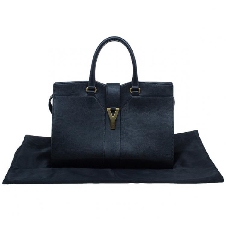 Pre Owned Saint Laurent Black Leather Medium Cabas Chyc Tote