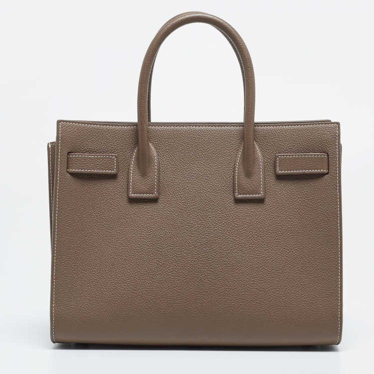 Pre Owned Saint Laurent Taupe Leather Baby Classic Sac De Jour Tote