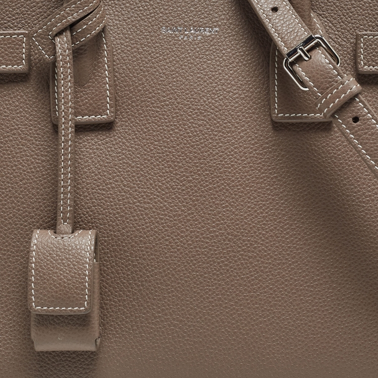 Pre Owned Saint Laurent Taupe Leather Baby Classic Sac De Jour Tote