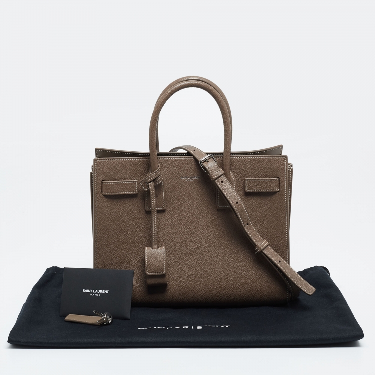 Pre Owned Saint Laurent Taupe Leather Baby Classic Sac De Jour Tote