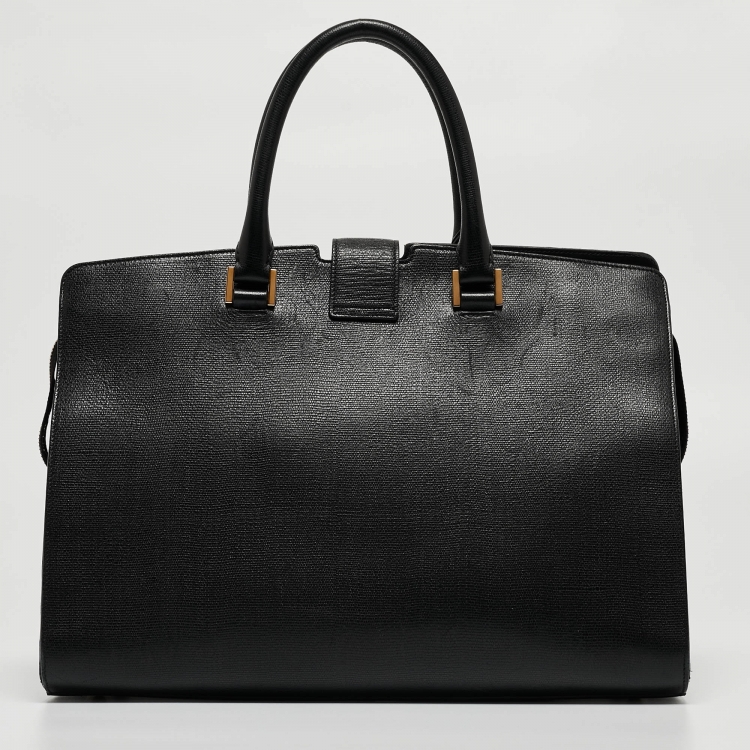مملوكة مسبقًا Saint Laurent Black Leather Medium Cabas Y-Ligne Tote