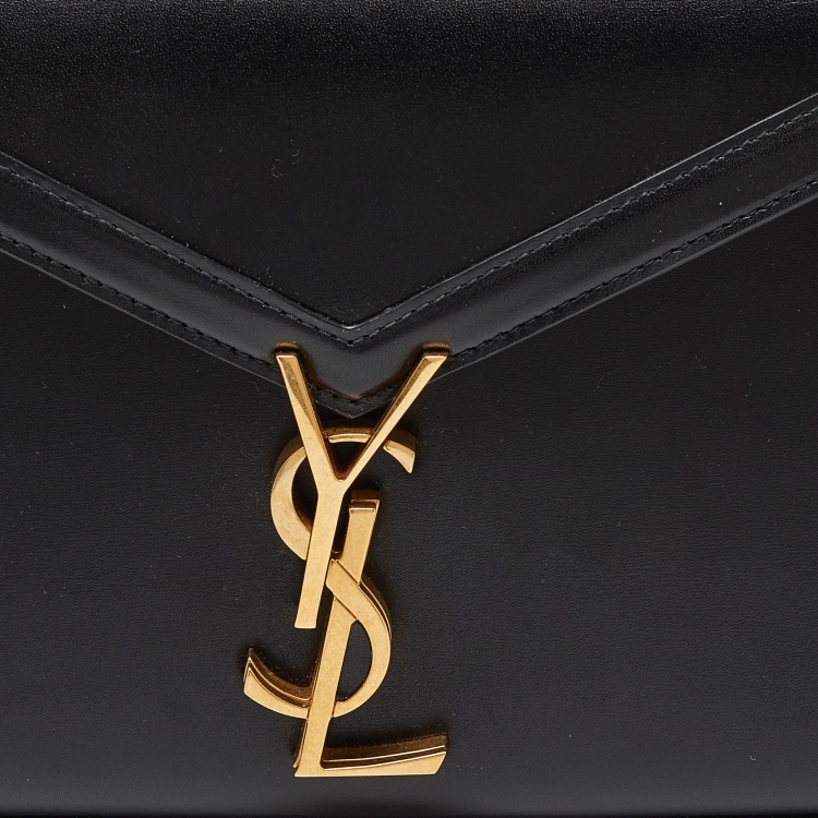 Pre Owned Saint Laurent Black Leather Mini Cassandra Top Handle Bag