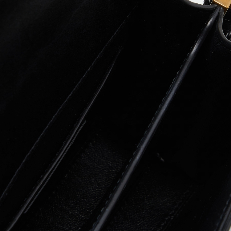 Pre Owned Saint Laurent Black Leather Mini Cassandra Top Handle Bag