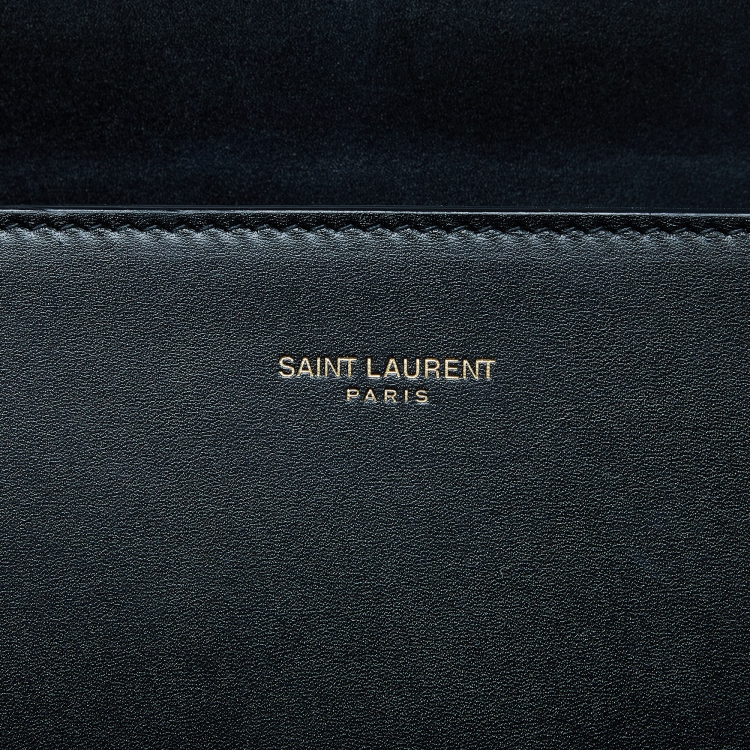 Pre Owned Saint Laurent Black Leather Mini Cassandra Top Handle Bag