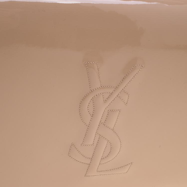Pre Owned Saint Laurent Paris Beige Patent Leather Belle De Jour Flap Clutch