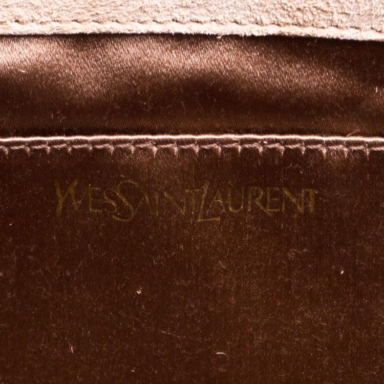 Pre Owned Saint Laurent Paris Beige Patent Leather Belle De Jour Flap Clutch
