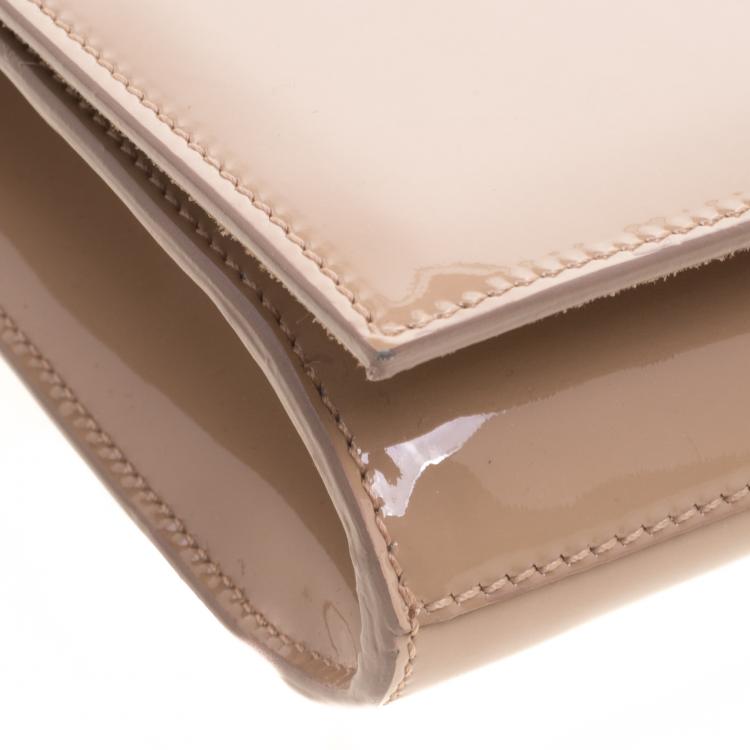 Pre Owned Saint Laurent Paris Beige Patent Leather Belle De Jour Flap Clutch