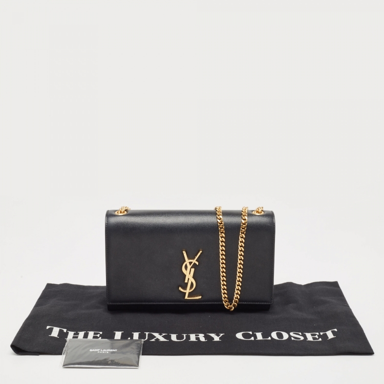 Pre Owned Saint Laurent Black Leather Medium Kate Shoulder Bag