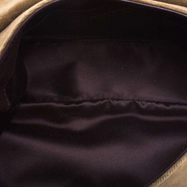 Pre Owned Saint Laurent Paris Olive Green Suede Venise Shoulder Bag
