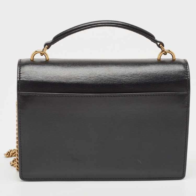 Pre Owned Saint Laurent Black Leather Sunset Top Handle Bag