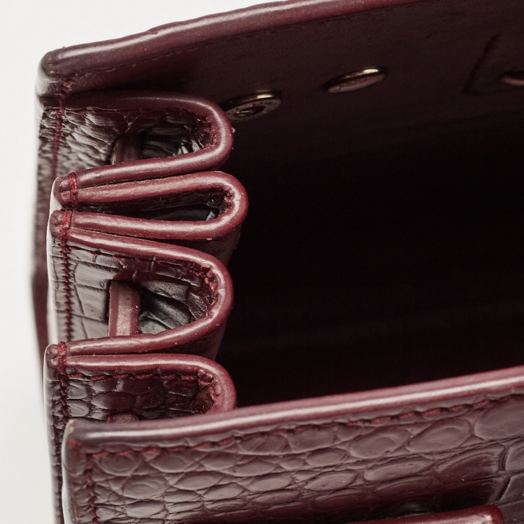 Pre Owned Saint Laurent Red Croc Embossed Leather Nano Classic Sac De Jour Tote