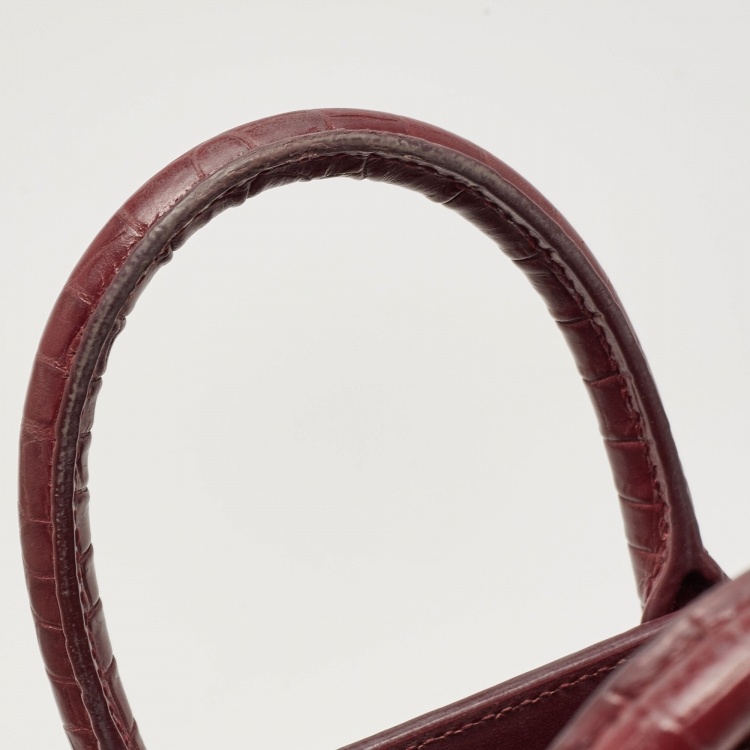 Pre Owned Saint Laurent Red Croc Embossed Leather Nano Classic Sac De Jour Tote