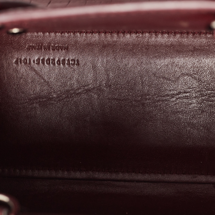 Pre Owned Saint Laurent Red Croc Embossed Leather Nano Classic Sac De Jour Tote