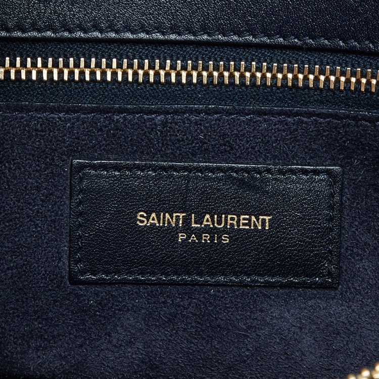Pre Owned Saint Laurent Dark Blue Leather Small Classic Sac De Jour Tote