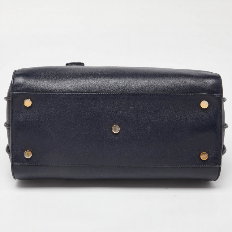Pre Owned Saint Laurent Dark Blue Leather Small Classic Sac De Jour Tote