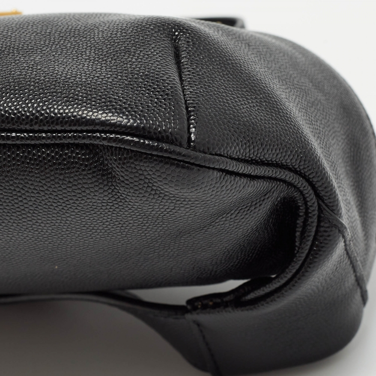 Pre Owned Saint Laurent Black Leather Cassandre Belt Bag
