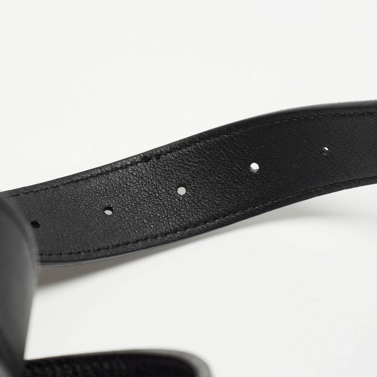 Pre Owned Saint Laurent Black Leather Cassandre Belt Bag