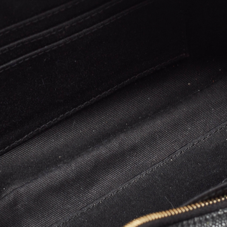 Pre Owned Saint Laurent Black Leather Cassandre Belt Bag