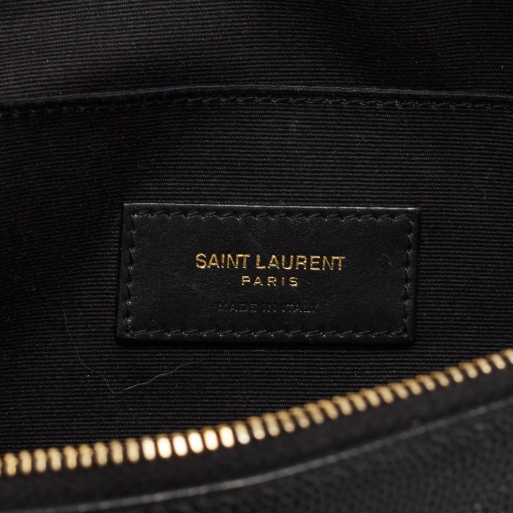 Pre Owned Saint Laurent Black Leather Cassandre Belt Bag