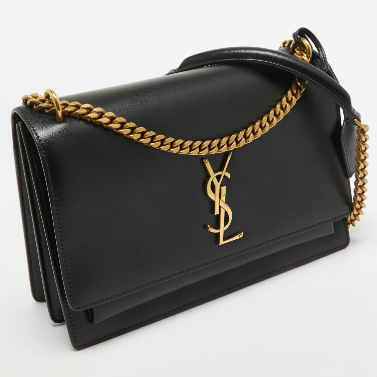 Pre Owned Saint Laurent Black Leather Large Sunset Shoulder Bag