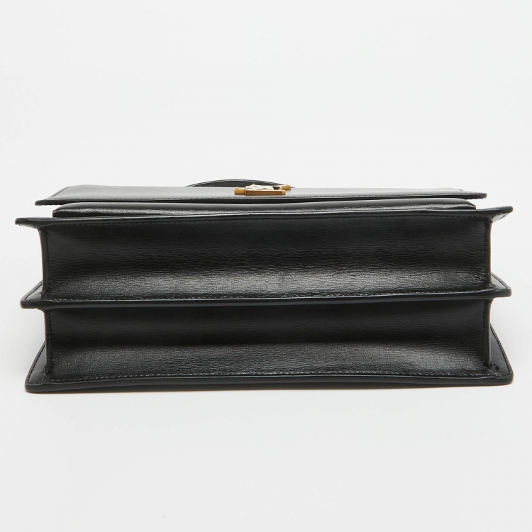 Pre Owned Saint Laurent Black Leather Large Sunset Shoulder Bag