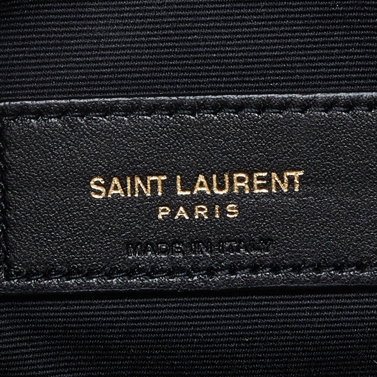 Pre Owned Saint Laurent Burgundy Matelassé Leather Monogram Wristlet Pouch