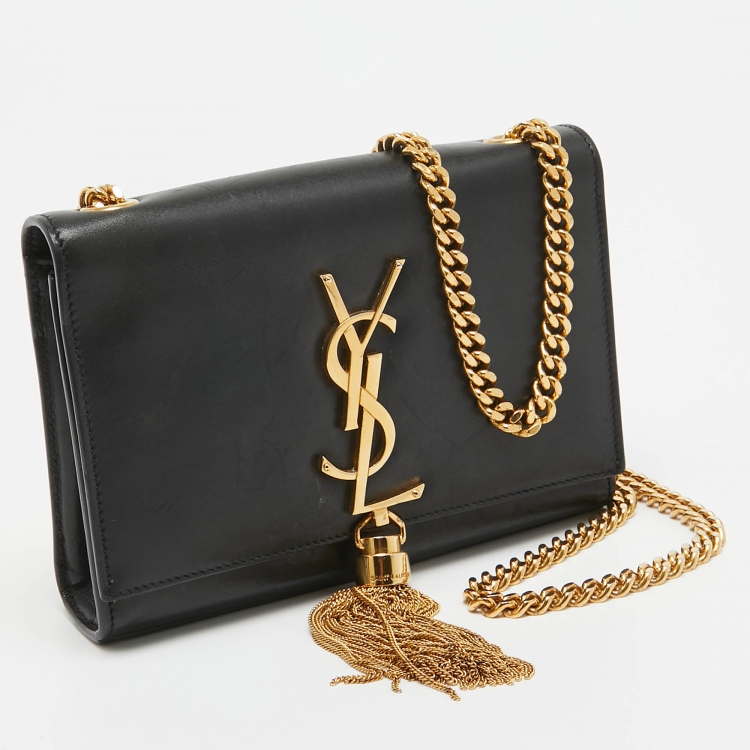 Pre Owned Saint Laurent Black Leather Small Kate Tassel Crossbody Bag