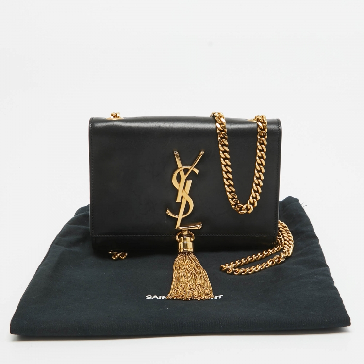 Pre Owned Saint Laurent Black Leather Small Kate Tassel Crossbody Bag