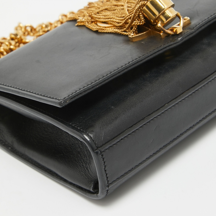 Pre Owned Saint Laurent Black Leather Small Kate Tassel Crossbody Bag