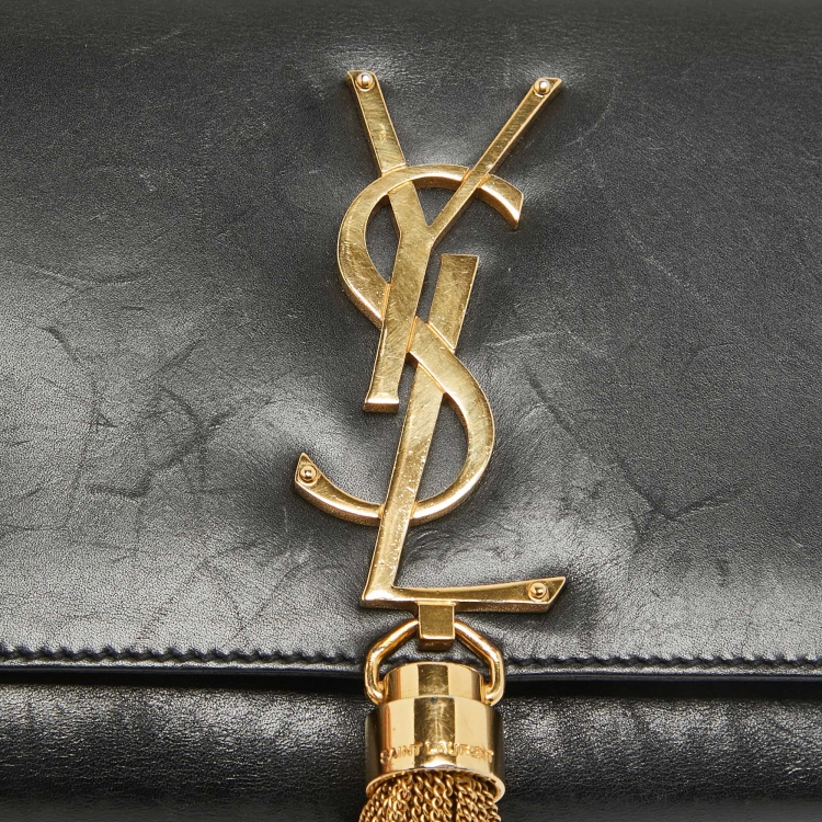 Pre Owned Saint Laurent Black Leather Small Kate Tassel Crossbody Bag