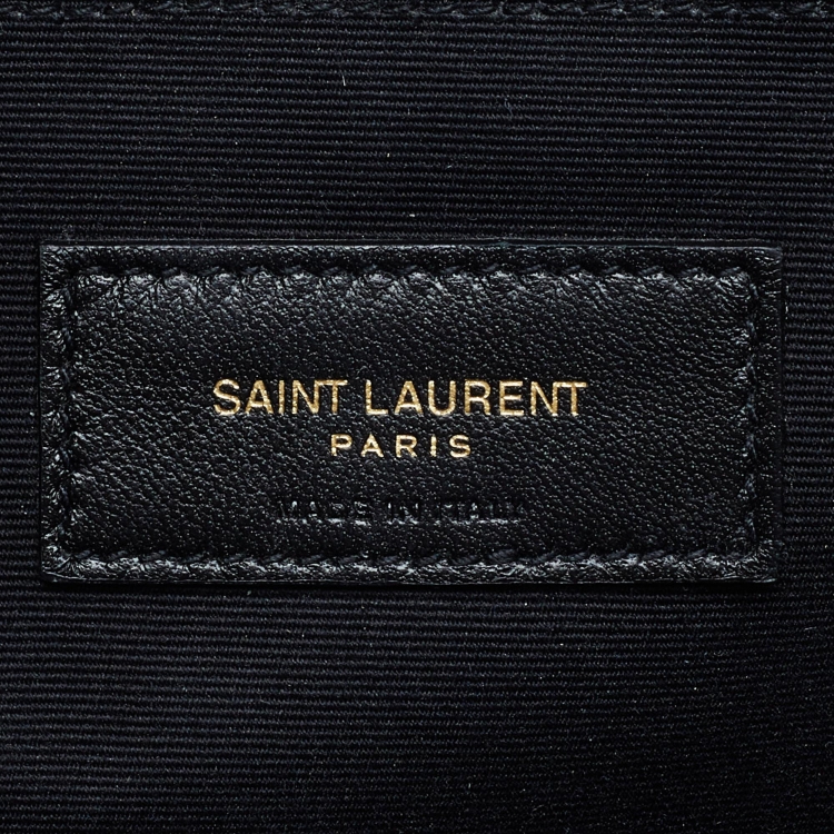 Pre Owned Saint Laurent Black Matelasse Leather Cassandre Wristlet Pouch
