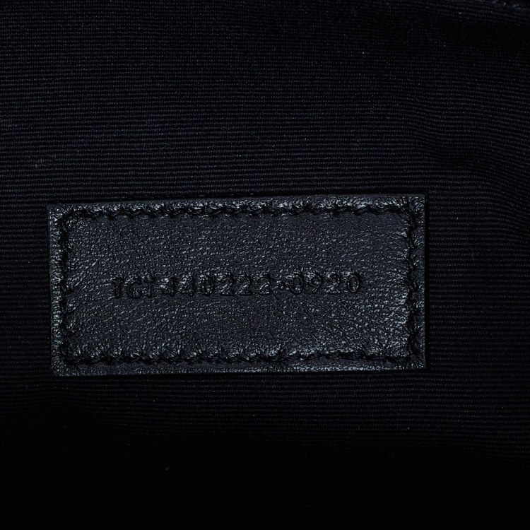 Pre Owned Saint Laurent Black Matelasse Leather Cassandre Wristlet Pouch