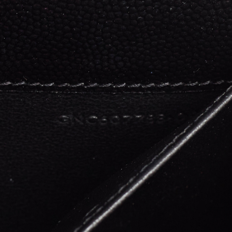 Pre Owned Saint Laurent Black Leather Uptown Wallet on Chain