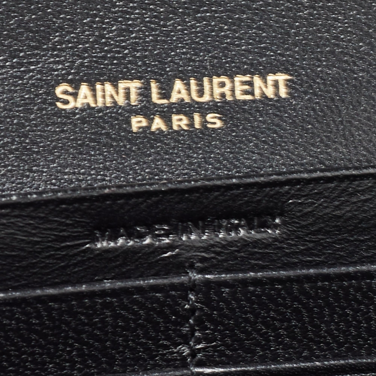 Pre Owned Saint Laurent Black Chevron Leather Envelope Wallet