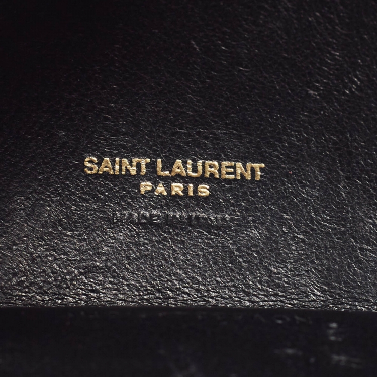 Pre Owned Saint Laurent Black Patent Leather Pyramid Box Wristlet Clutch
