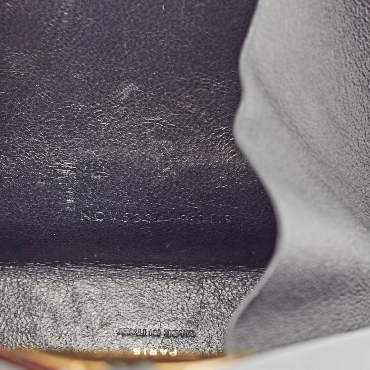 Pre Owned Saint Laurent Black Patent Leather Pyramid Box Wristlet Clutch