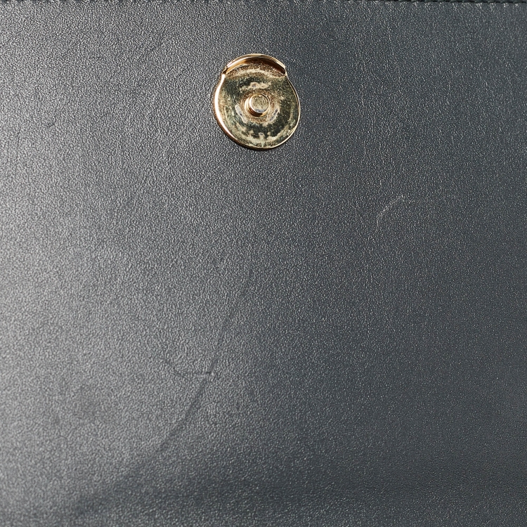Pre Owned Saint Laurent Matte Black Leather Kate Tassel Wallet On Chain